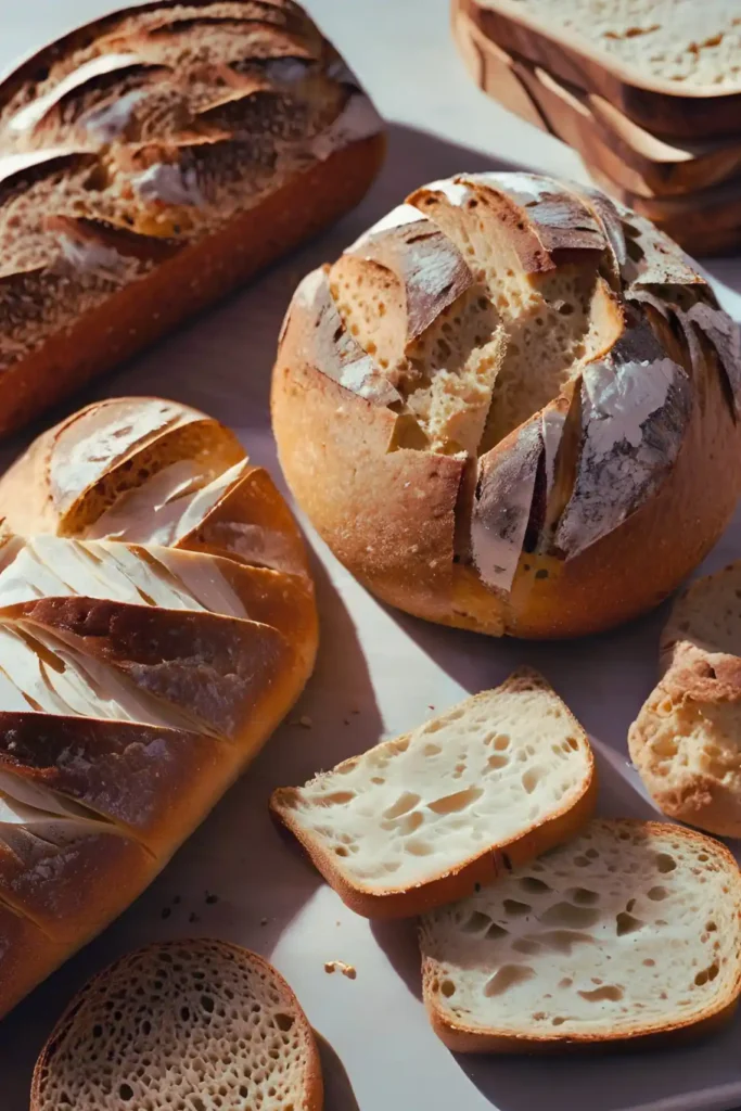 Artisan sourdough and regular bread slices