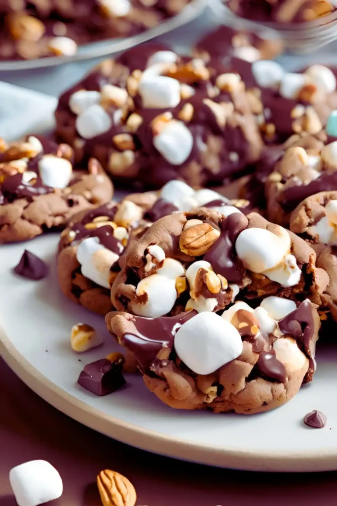 "Rocky Road Cookies on a Plate"