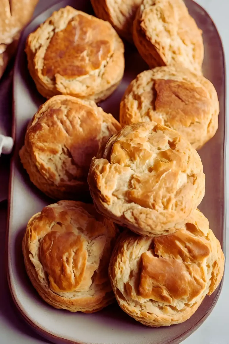 Sourdough biscuits on a rustic plate