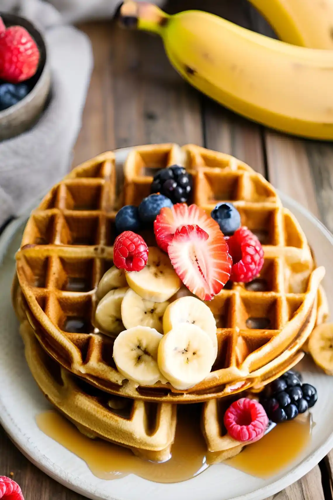 Banana waffles on a plate