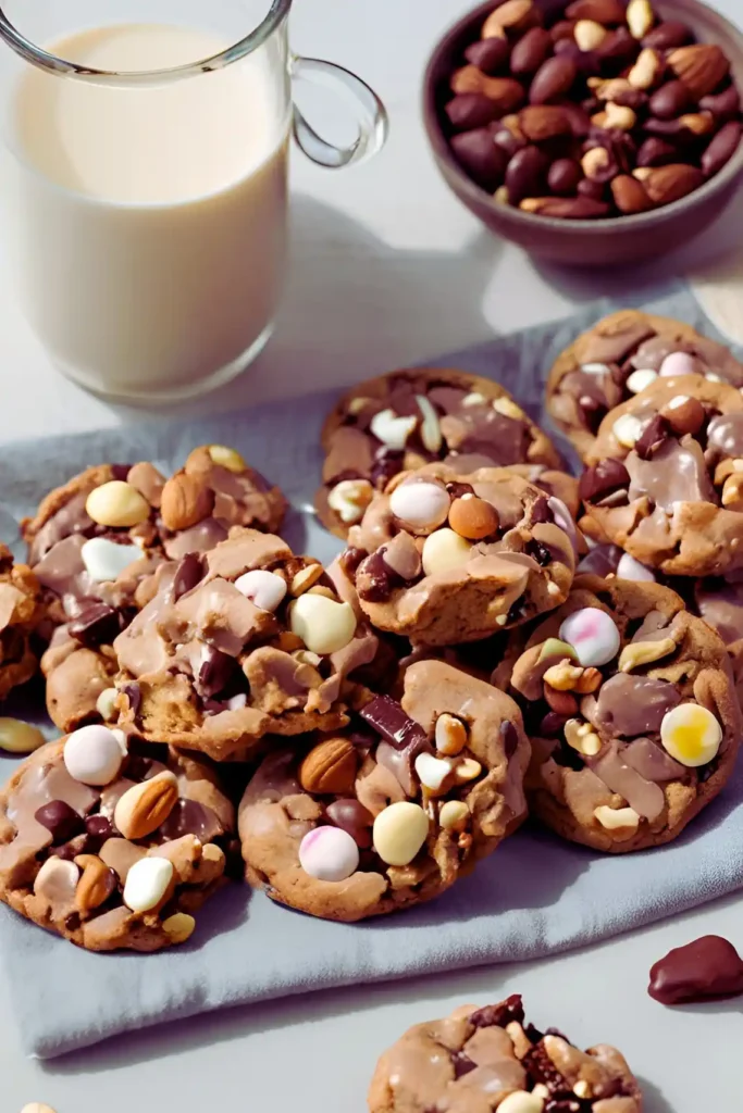 Rocky Road Cookies and Milk