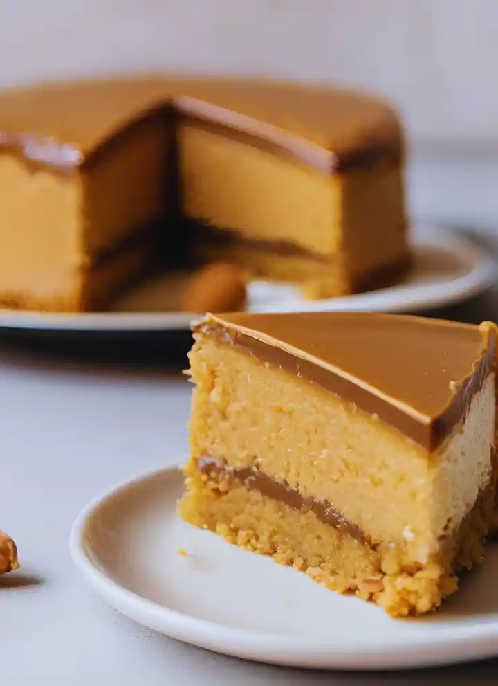 Moist peanut butter cake slice