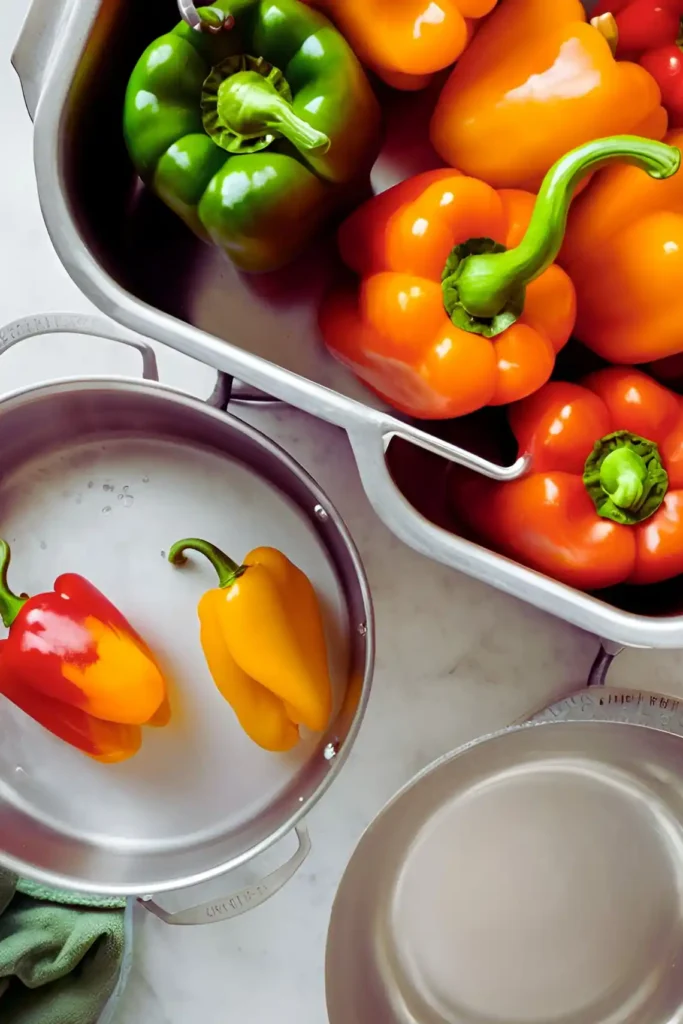 Blanching peppers for stuffing