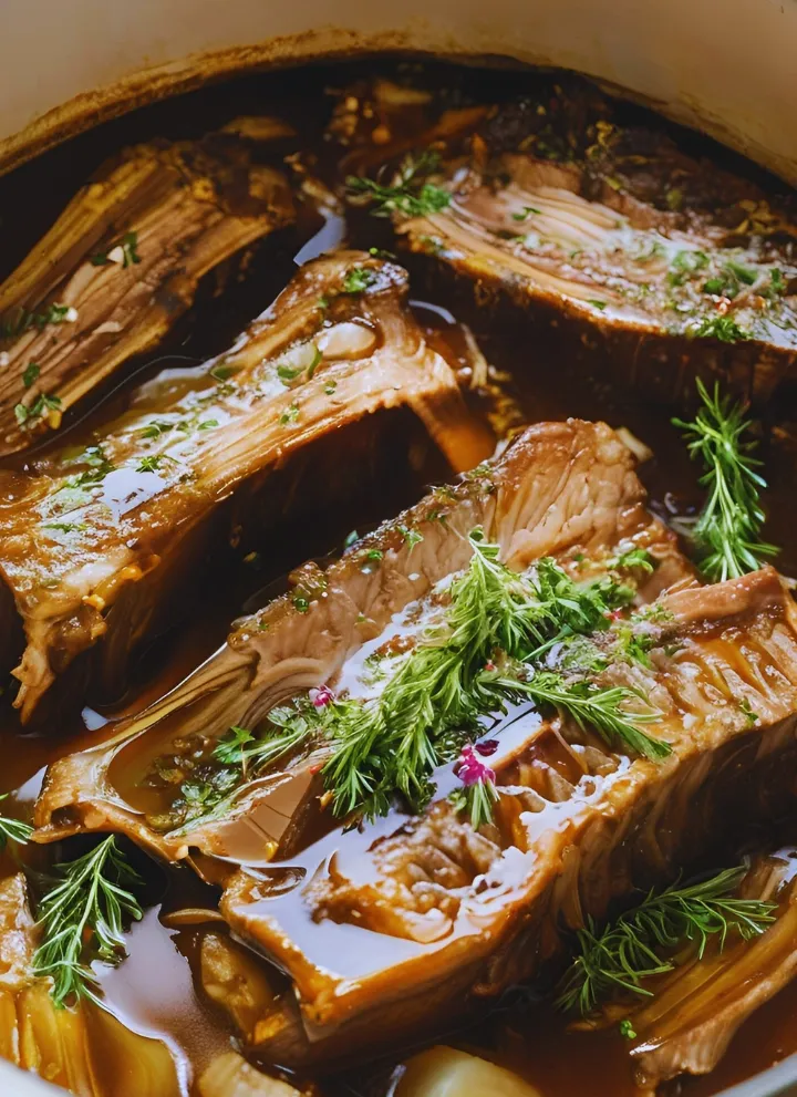 Braised ribs in rich liquid