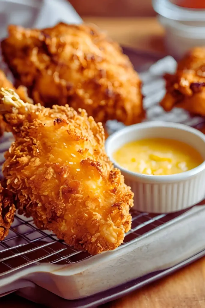 Close-up of air fryer fried chicken