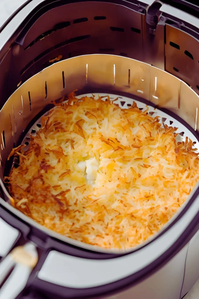 Cooking hash browns in an air fryer at 400°F