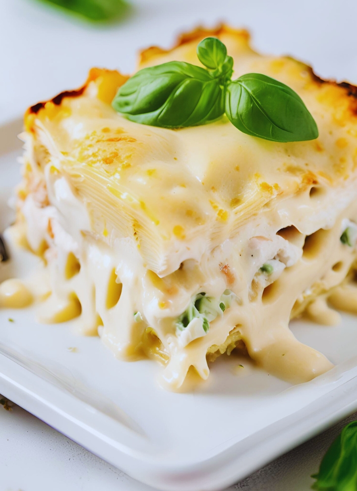 Chicken Alfredo Lasagna close-up