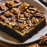 Turtle brownies on a plate