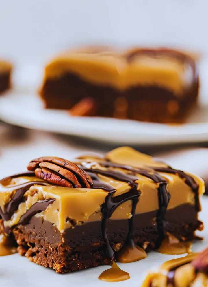 Turtle Brownies with caramel