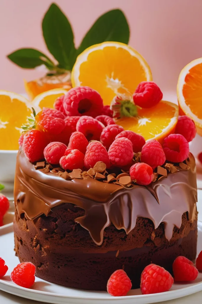 Fruits with chocolate cake pairing