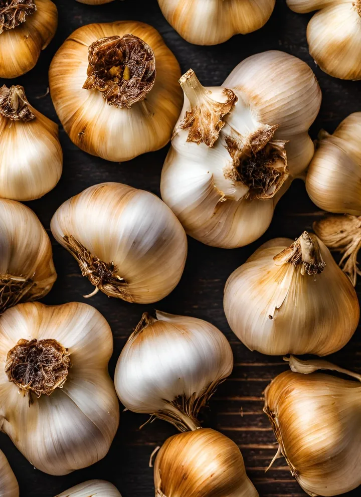 Air Fryer Roasted Garlic on Wooden Board