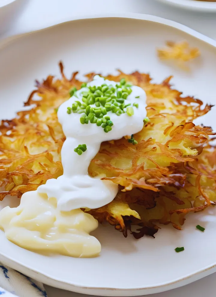 Crispy Potato Latkes on a Plate