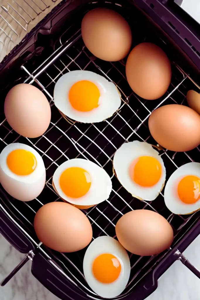 Air fryer cooking eggs