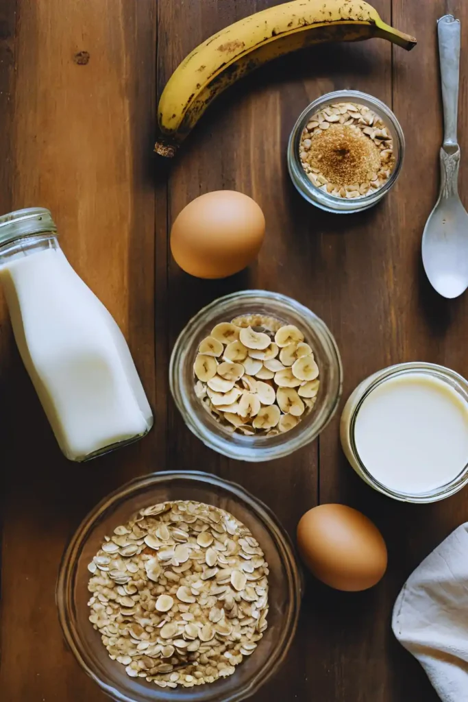 Ingredients for banana porridge pancakes