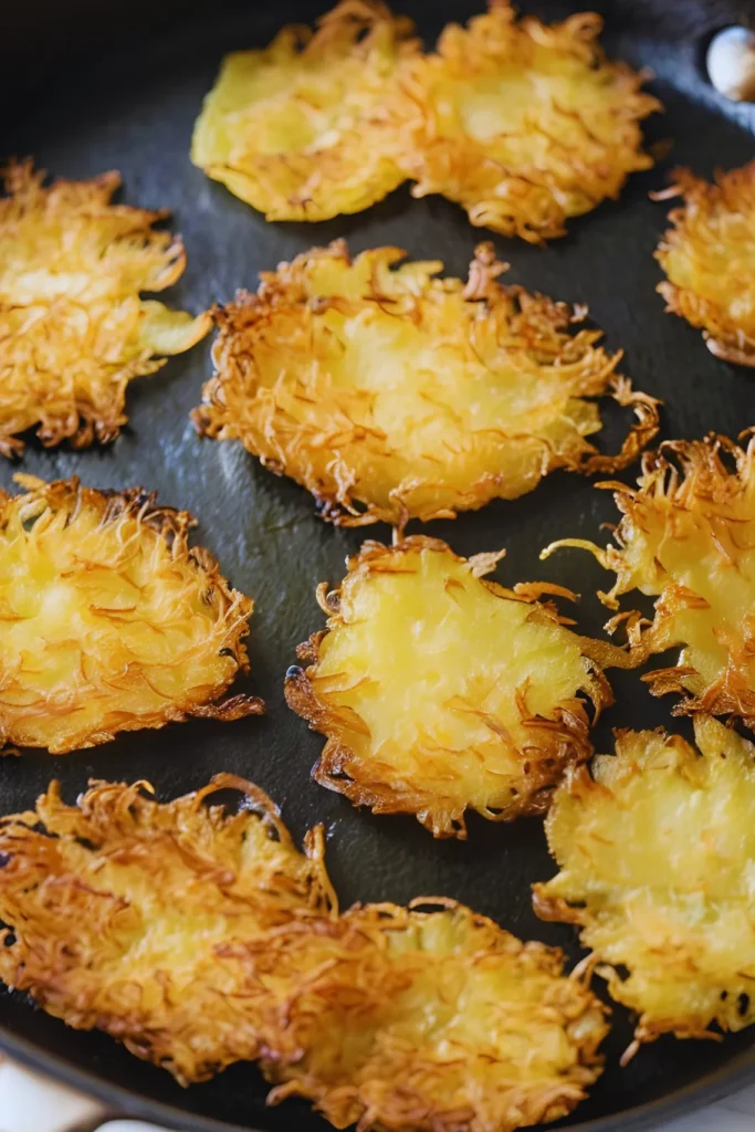 Frying Potato Latkes in Pan