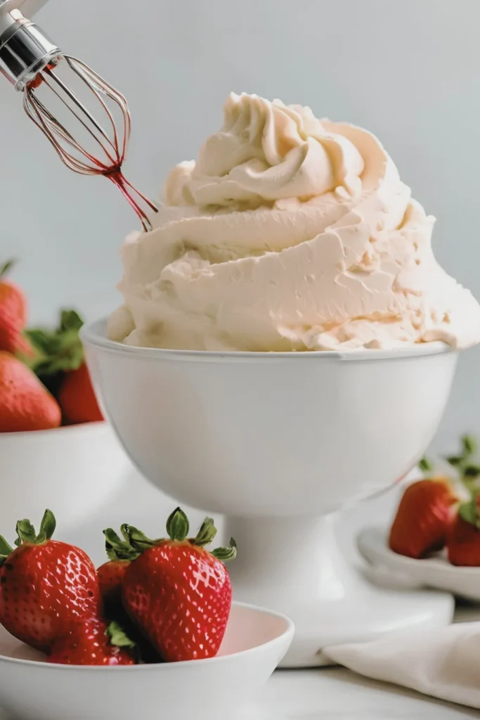 Fresh fruit being mixed into buttercream