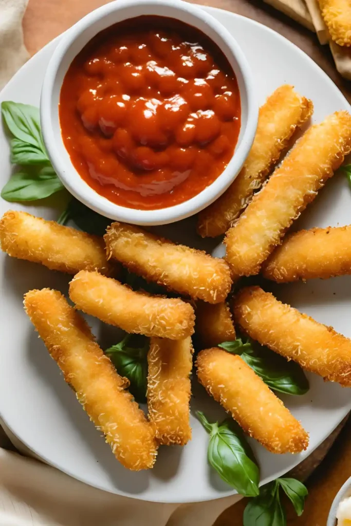 Air-fried mozzarella sticks