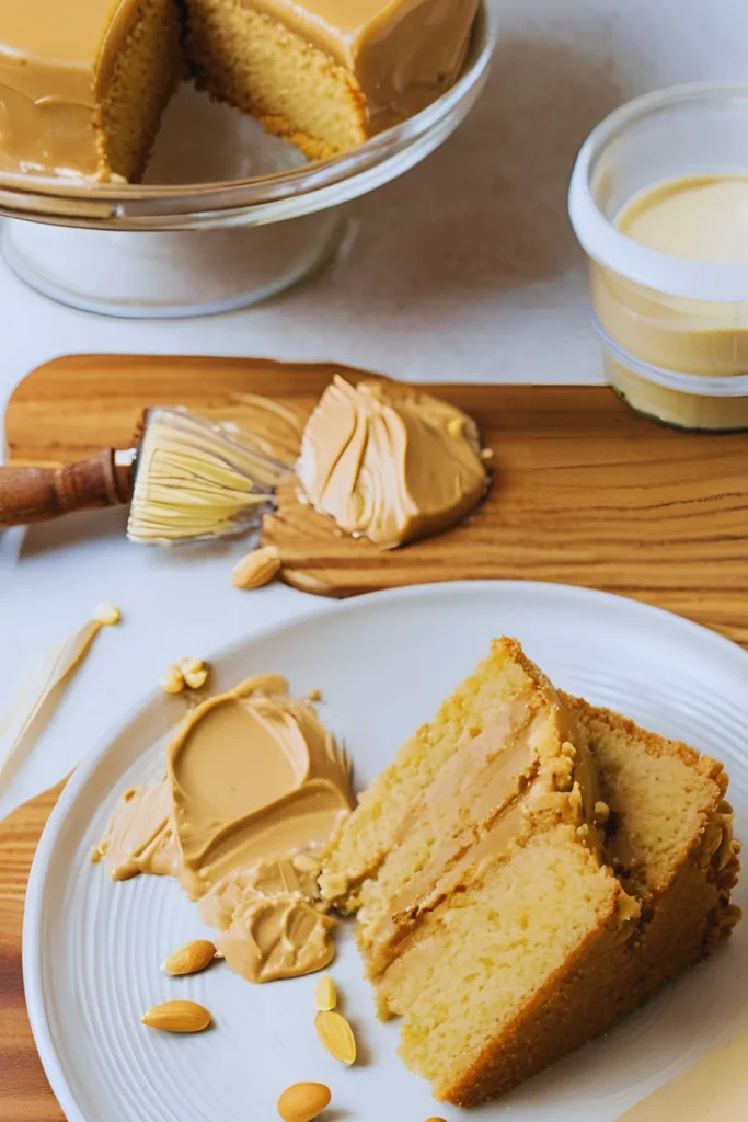 Moist peanut butter cake with baking ingredients