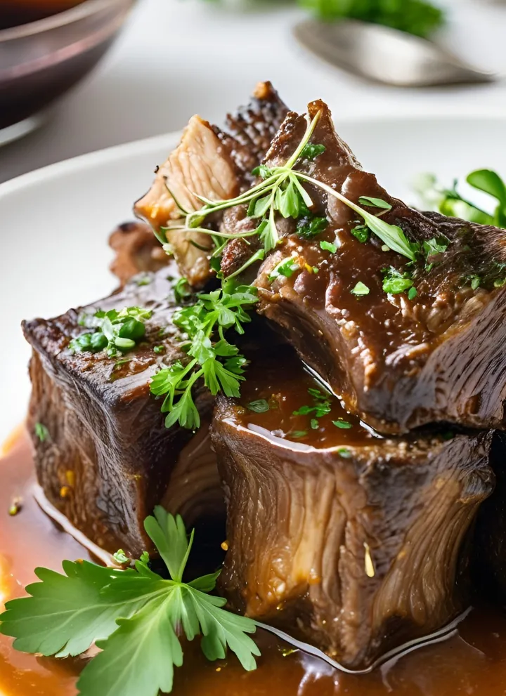 Tender short ribs on a plate