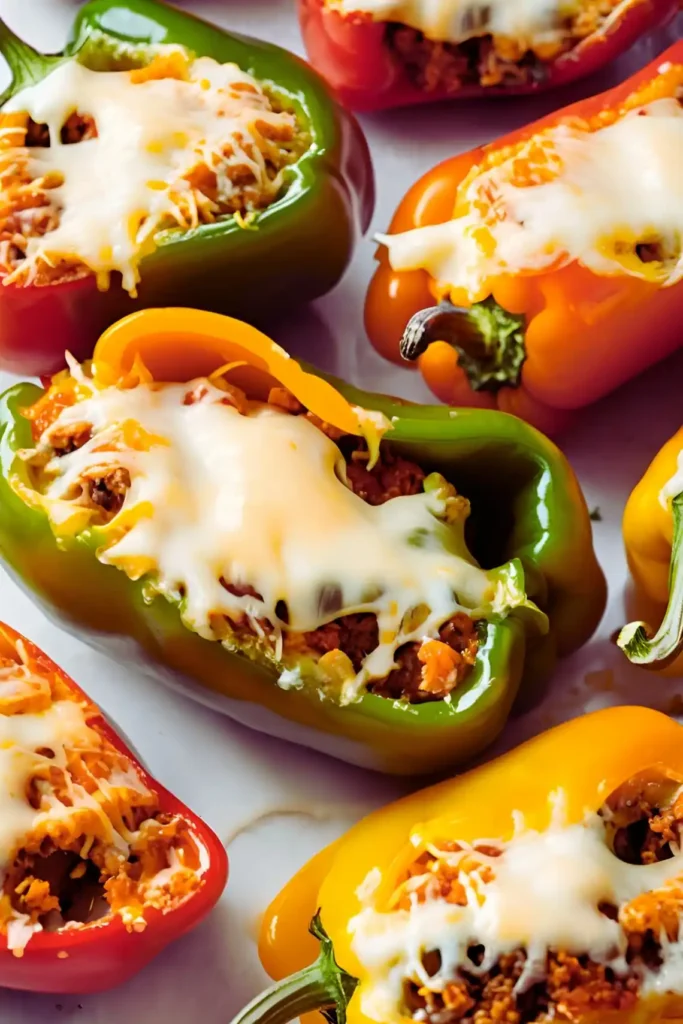 Stuffed peppers with melted cheese