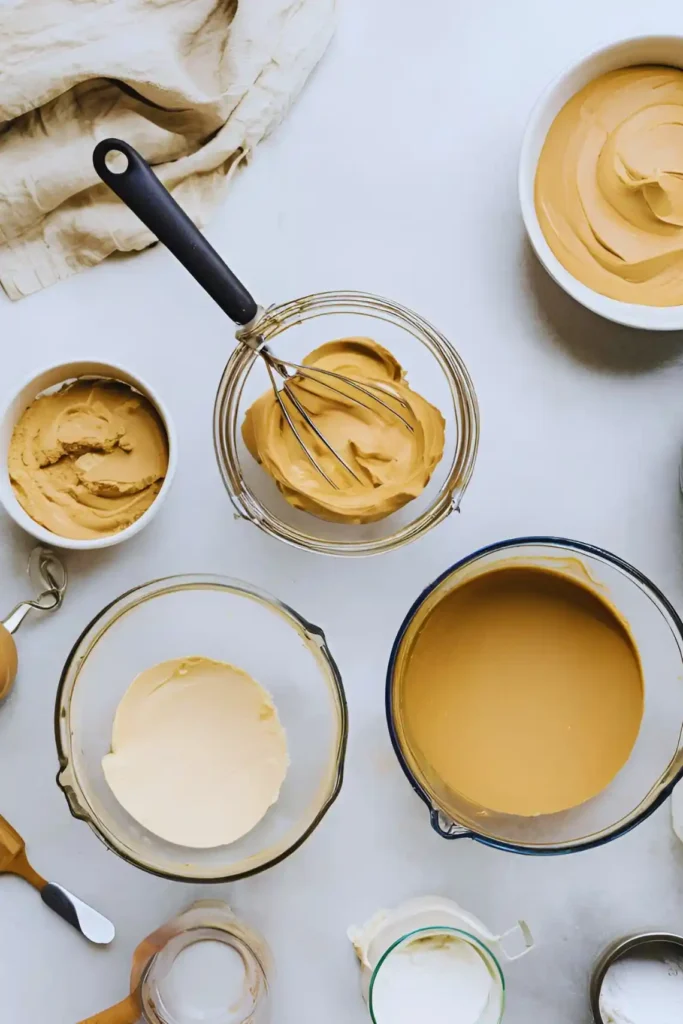 Mixing peanut butter cake batter