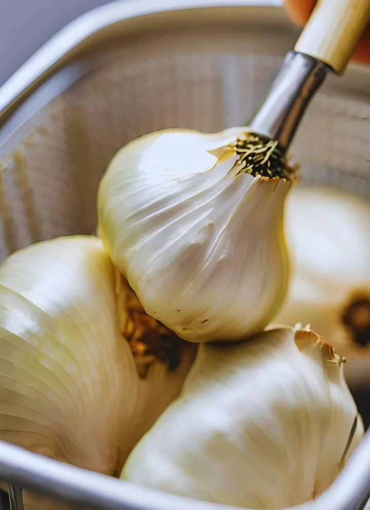 Garlic in air fryer basket