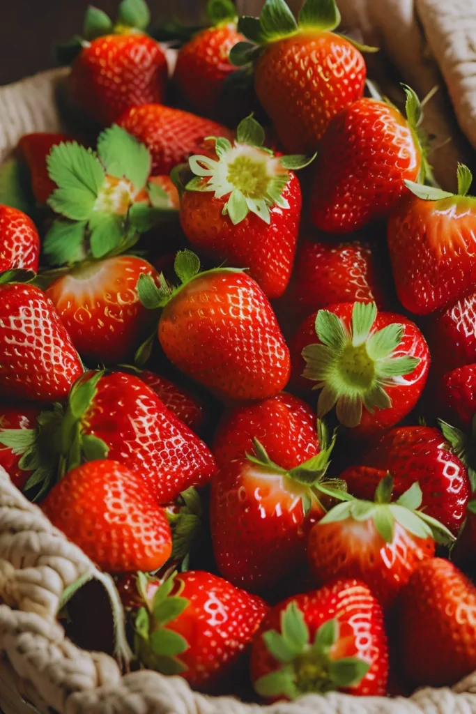 Fresh strawberries for chocolate dipping