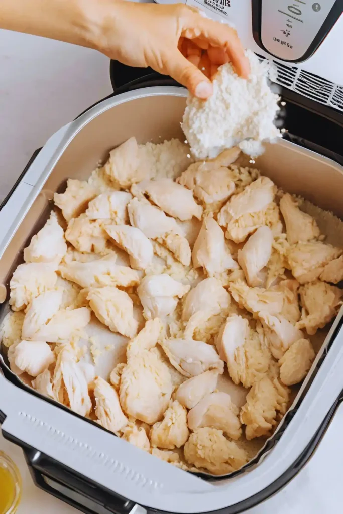 Cooking floured chicken in air fryer