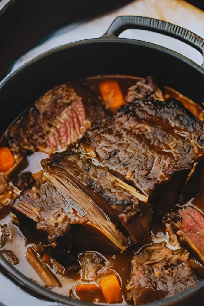 Plated braised short ribs with sides