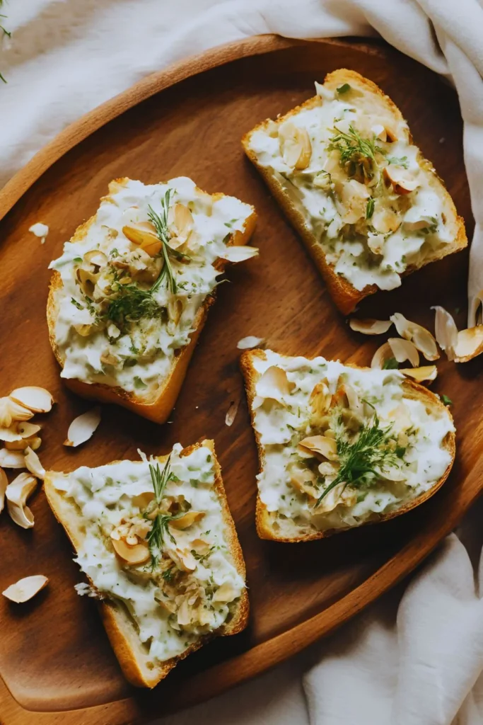 Air-fried garlic spread on bread