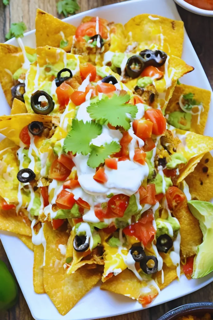 Crispy air fryer nachos with melted cheese