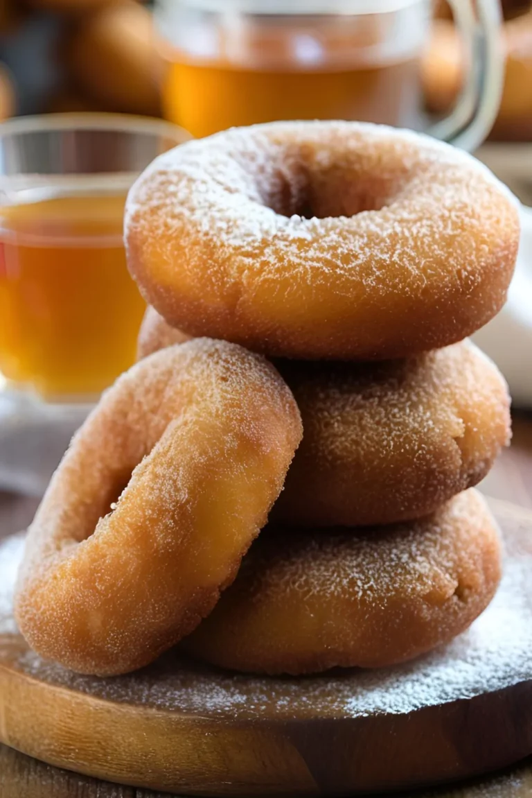 Freshly made apple cider donuts with cinnamon sugar