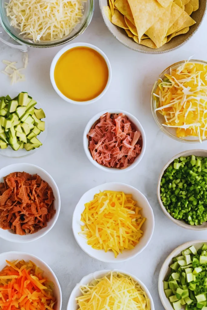 Prepping ingredients for air fryer nachos