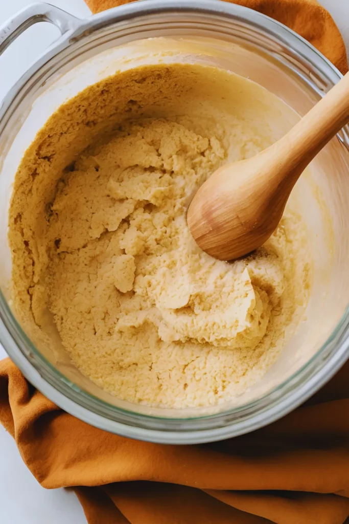 Mixing Snickerdoodle Bar dough in a bowl