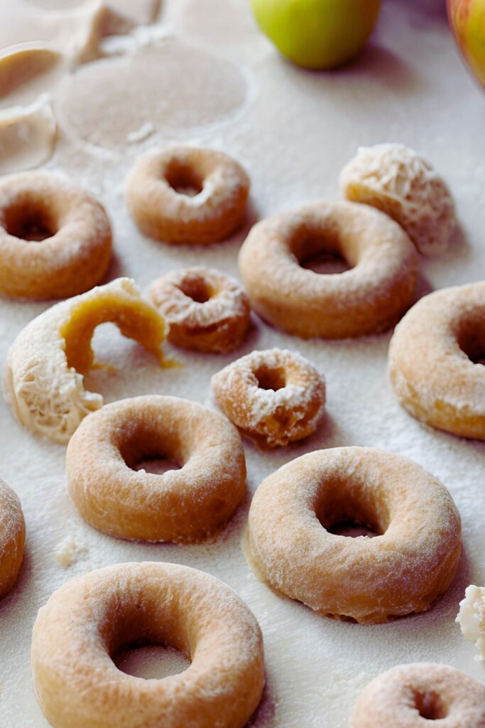 Cutting apple cider donut dough