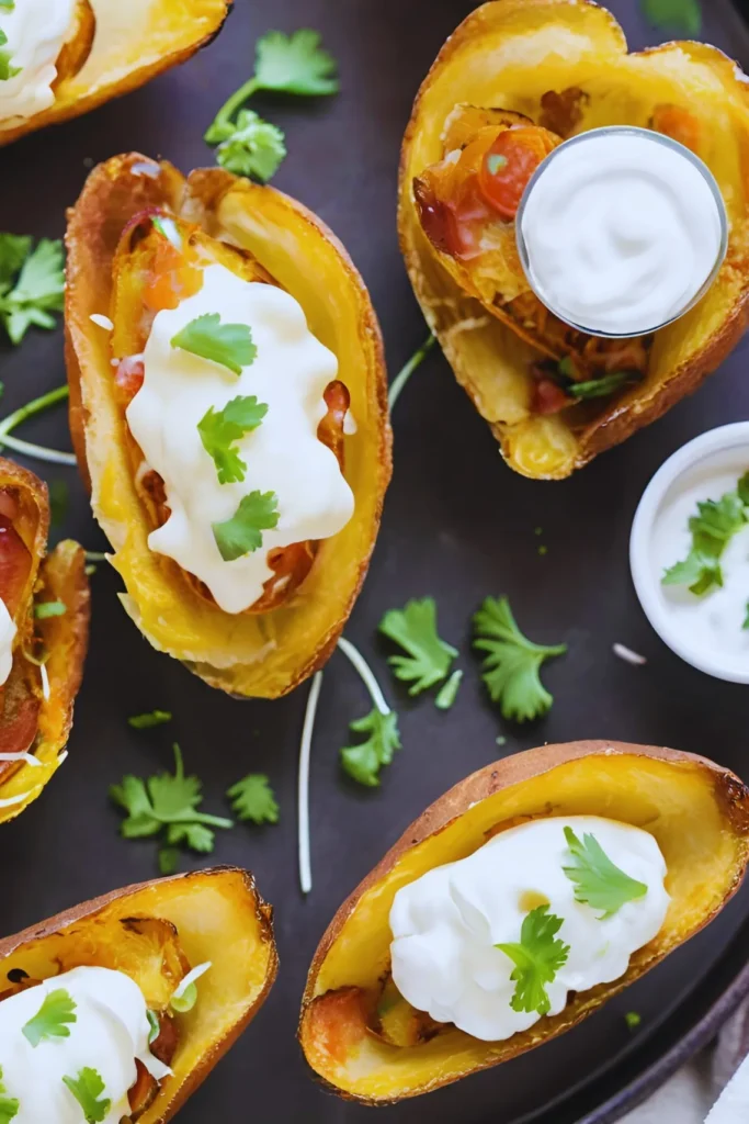 Air Fryer Potato Skins Ready to Serve