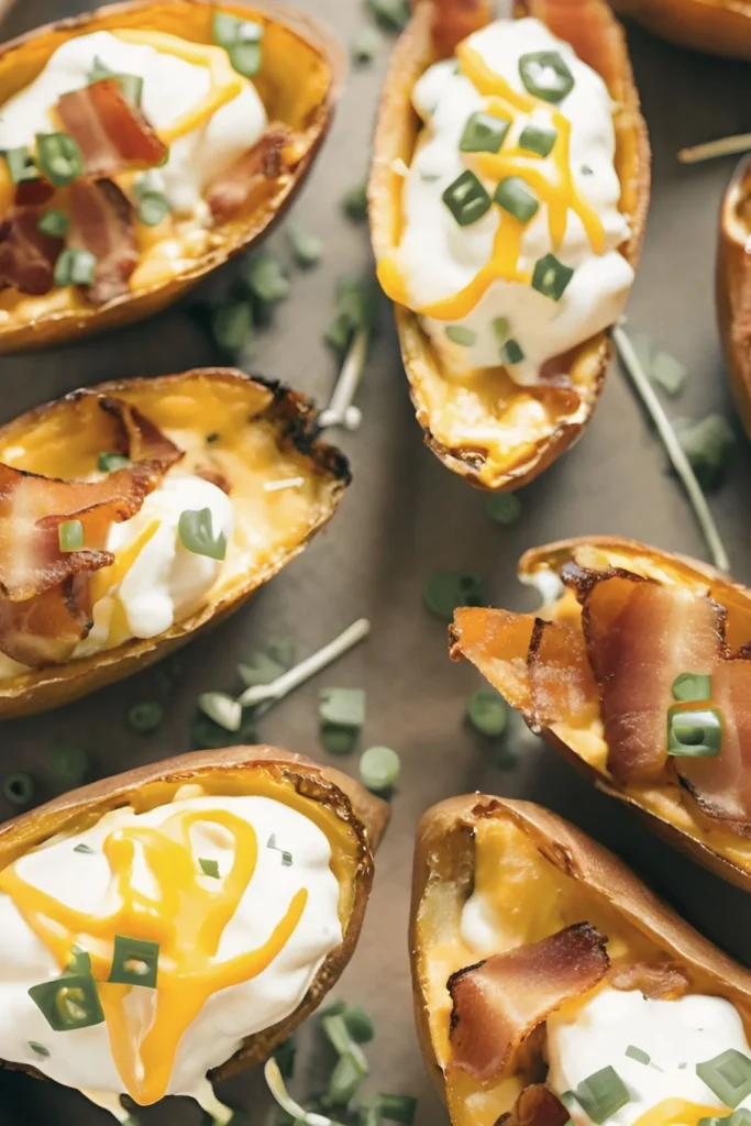 Air fryer potato skins with toppings